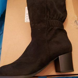 Comfortview Women's Black Suede Wide Calf Boot 8.5 WW NIB